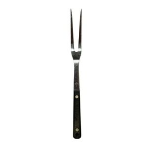 Vintageâ Ekco Flint Stainless Steel Meat Carving Fork 2 Tine Black Handle USA